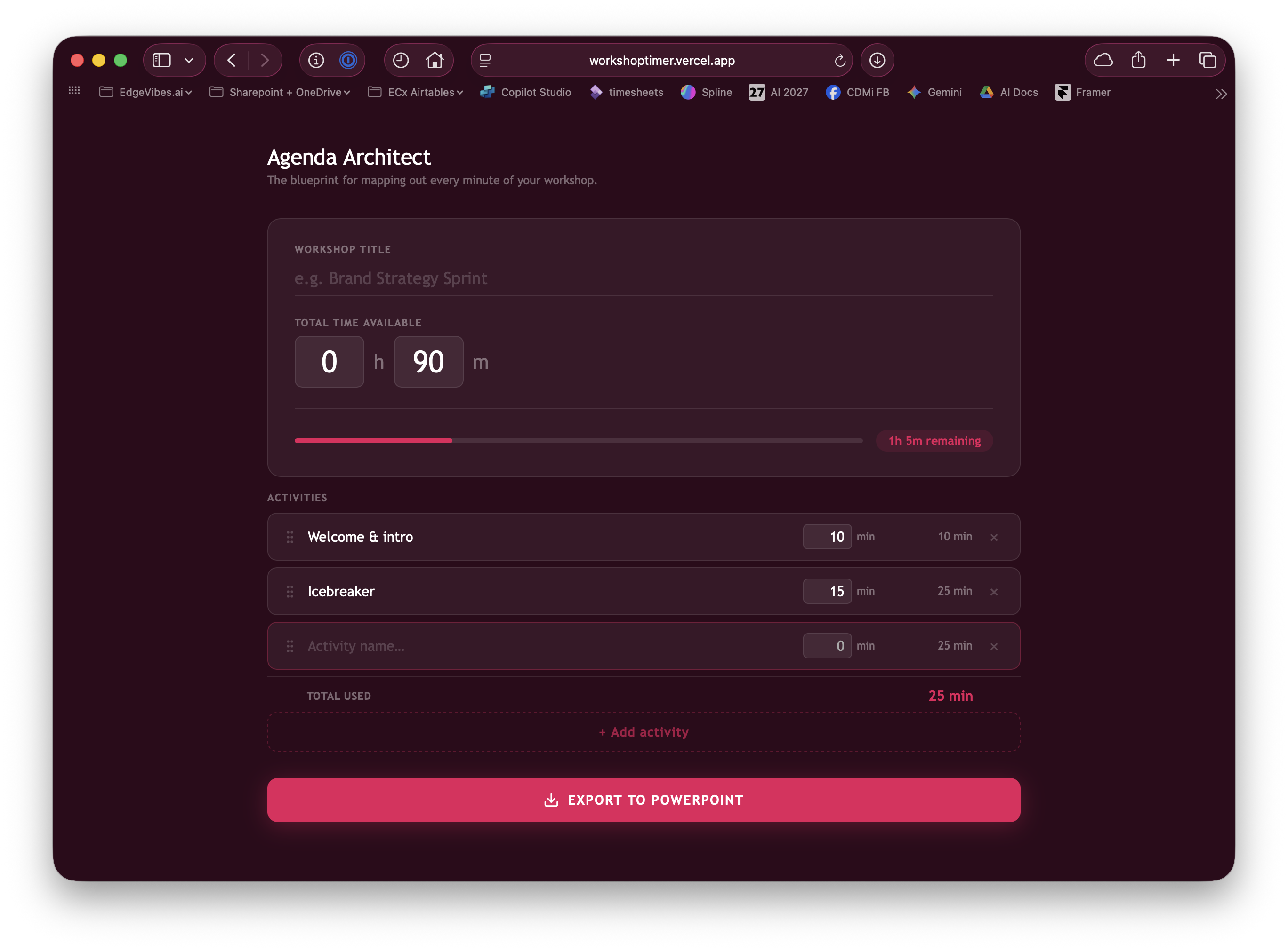 Workshop Timer app preview